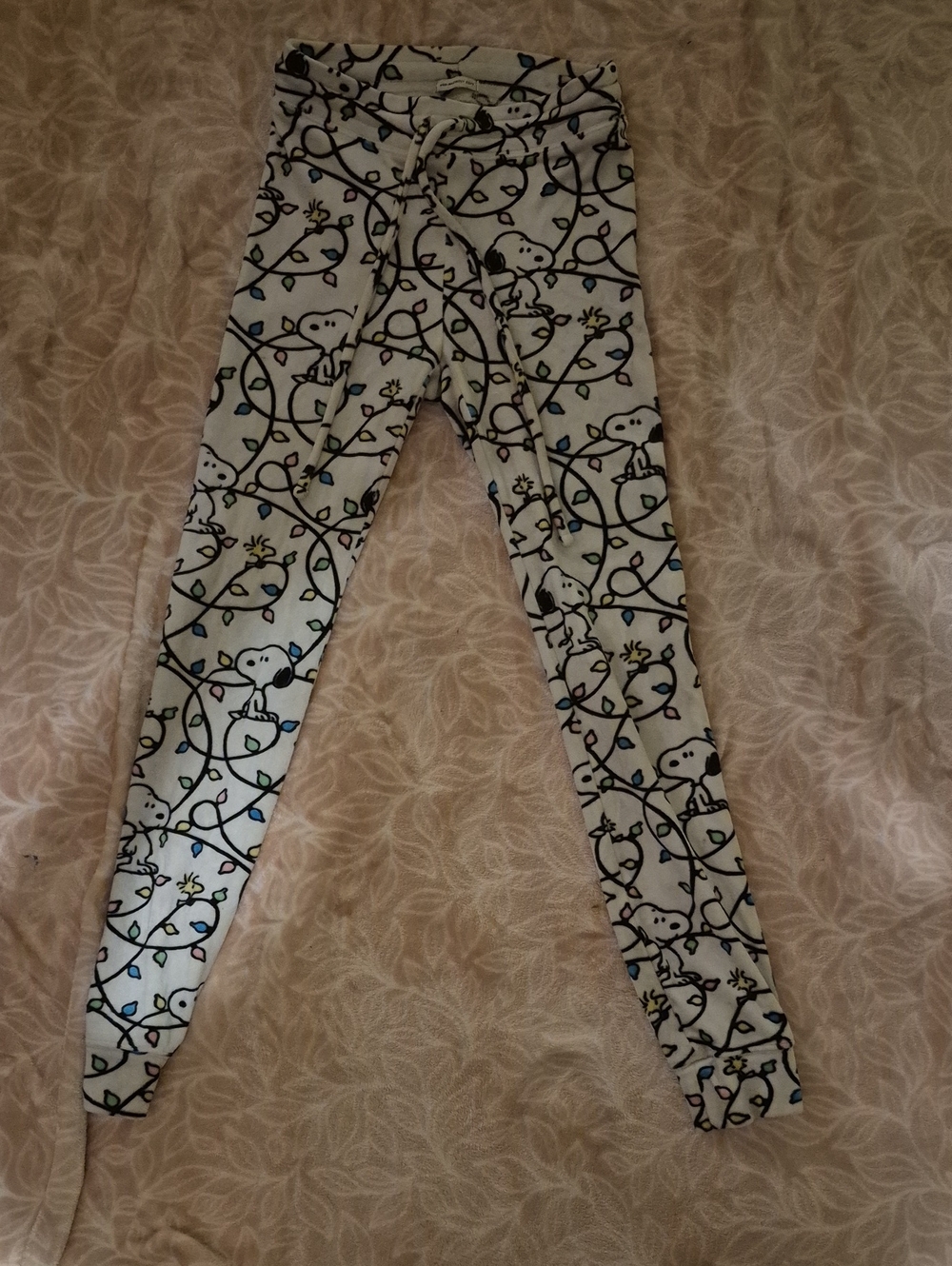 Snoopy Holiday Light Print Womens Pj Pants